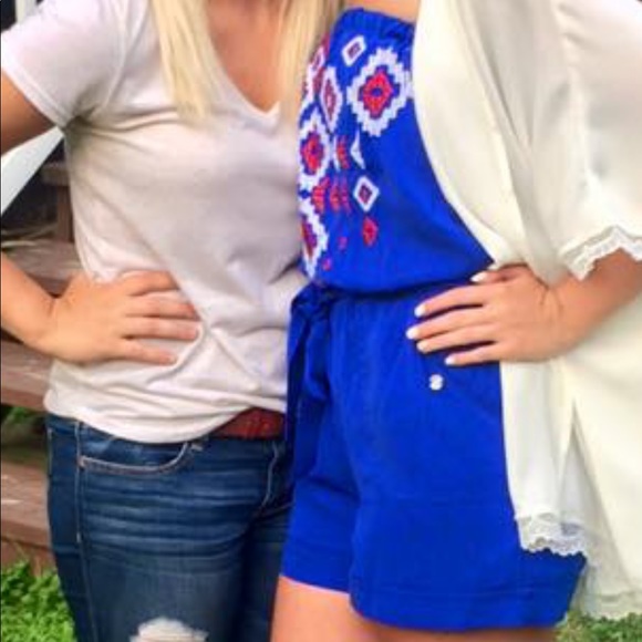 Blue Romper with Embroidery - Picture 4 of 4